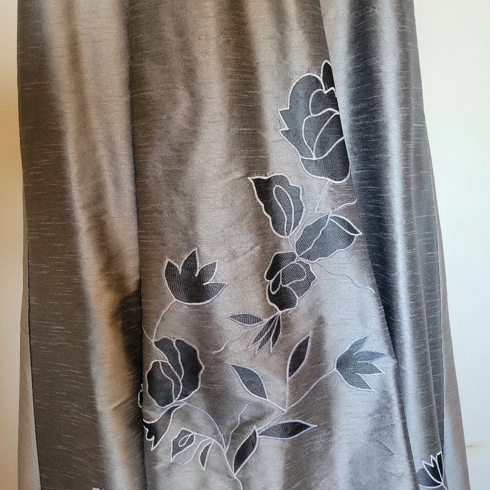 eshakti Embroidered Silver High-Low Hem Formal Gown - Picture 2 of 4
